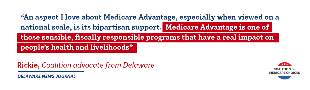A quotation from a Delaware Coalition advocate about the sensibility of Medicare Advantage